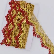 Shiny Gold & Silver Sequin Triangle Edge Trim, Decorative Lace For Apparel, Curtain, Craft - Multicolor - View 11