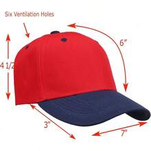 Bulk Lot 12-Pack Adjustable Size Plain Blank Solid Color Baseball Caps - Red/Navy - View 2
