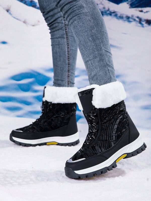 女士户外雪地靴，冬季防水防滑厚中筒保暖雪地靴
