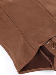 紧身胸衣上衣背心 - 前系带，宽肩带女式塑身衣上衣，可作为外套穿着，紧身，塑腰，适合角色扮演、服装、朋克、俱乐部服装