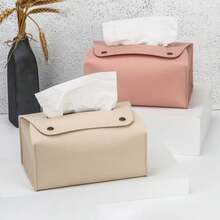 1 Premium Pu Leather Tissue Box Holder For Home Decor And Desktop Organization, Suitable For Dining Room, Living Room, Kitchen, Perfect Tissue Storage Box, Elegant Faux Leather Finish, Sturdy And Slim Design, Easy Refill, Anti-Slip Base, Keeps Tissues Clean And Accessible, Space-Saving, Durable And Easy To Clean, Ideal For Office Desk, Vanity, Breakfast Nook, Great Gift For Mother's Day And Spring Gatherings, Complements Modern Minimalist Interiors - Multicolor - View 2