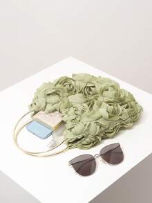 花卉 3D 玫瑰手提包、花卉包、新娘派对包、舞会包、女士舞会礼服、舞会配饰、婚礼用品、优雅女士包（图案随机） - 綠色 - 查看 7