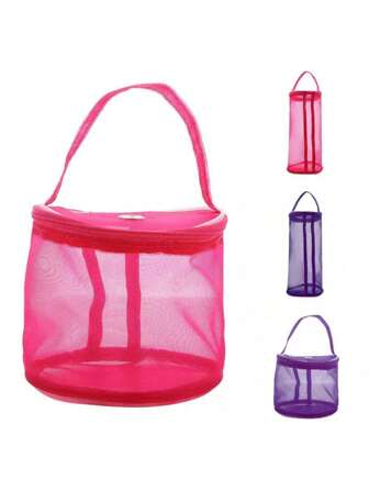 1 pieza/2 piezas Bolsa de almacenamiento de hilo de malla de PVC multicolor y de varios tamaños, organizador de herramientas de tejido y ganchillo DIY