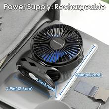sweetfull 便携式夹式风扇，USB充电，带数字显示屏，2000mAh*2电池容量，4档风速可调，360°旋转，适用于桌面、户外露营和运动。 - 彩色 - 查看 10