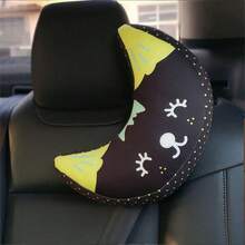 1 pieza Funda de almohada para cinturón de seguridad infantil, Almohadilla de soporte suave para hombro y cuello, Reposacabezas para cinturón de coche, Apto para viajes, avión, cochecito - Negro - Ver 2