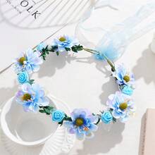 1件装女士可调节彩色花朵头饰，优雅甜美，适合新娘、伴娘、情人节佩戴，波西米亚风花朵头饰，适用于婚礼、旅行、拍照、派对、节日和送礼，可作皇冠、头饰、服装皇冠 - 彩色 - 查看 10