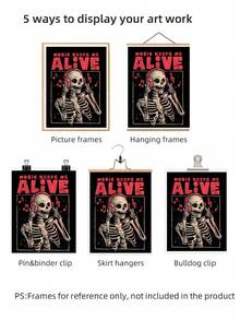 1 件无框万圣节艺术带耳机骷髅鬼怪音乐爱好者墙面印刷品，圣诞节/万圣节装饰的哥特式派对海报，宿舍/卧室的时髦海报和返校礼物（房间装饰、墙面印刷品、装饰、卧室装饰）万圣节装饰圣诞装饰感恩节婚礼家居装饰家居装饰秋季装饰秋季装饰生日装饰礼品派对用品室内节日装饰墙面装饰万圣节装饰品