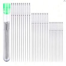 18Pcs Stainless Steel Sewing Needle, Big Eye Hand Sewing Needle, Embroidery Needle Pointed Needle Transparent Needle Bottle Tool Set
