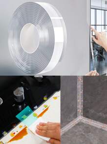 2 件装透明防水防霉印花填缝胶带，厨房灶台浴室墙角腰线缝隙贴纸，填缝胶带