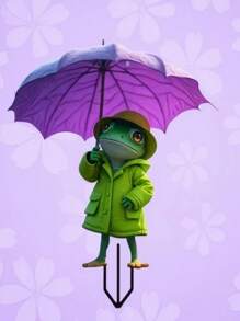 1pc 2D Cute Frog Garden Logo - Durable Animal Theme Outdoor Garden Decoration, Yellow Raincoat And Green Leaf Umbrella Design, Multi Functional Floor Mounted Outdoor Decoration, Suitable For Christmas, Teacher's Day, Thanksgiving Gifts, Fun Tadpole Garden Decoration, Lightweight Weather Artwork, Seasonal Decoration, Exclusive For Nature Enthusiasts,