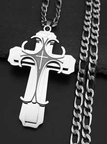 Luxury Layered Cross Pendant Necklace Men Accessories Stainless Steel Chain Male Necklaces Jewelry Gifts - Necklace - View 5