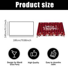 1 pieza Mantel de poliéster con tema navideño, diámetro redondo de 145cm (57.08 pulgadas), rectangular de 140x180cm (55.11 pulgadas x 70.87 pulgadas), mantel con gnomos navideños y cuadros escoceses rojos, decoración central de mesa navideña, decoración para ambiente de fiesta navideña y reunión familiar