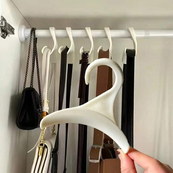 1/5/10pcs Wallet Hooks, Heavy Duty Handbag Hangers, Plastic Closet Hooks, Backpack Tote Rack Organizer, Belt, Scarf, Hat - (White)