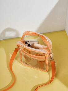 Women's Mini Clear Beach Crossbody Phone Bag Stadium Bag, Stadium Approved 19 X 14.5 X 5 Clear Transparent Purse Bag For Concerts Sports Events Festivals