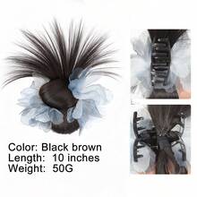 时尚女士蓝花鸡毛发髻，耐热合成发，适合日常发型 - 彩色 - 查看 15