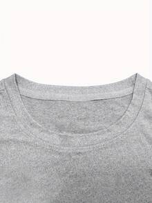 Grayi Graphic Tee For Men - Casual Athletic Style, Short-Sleeved Crewneck, Distressed Red Printing, 100% Cotton, Ideal For Summer Outdoor And Casual Use - 淺灰色 - 查看 4