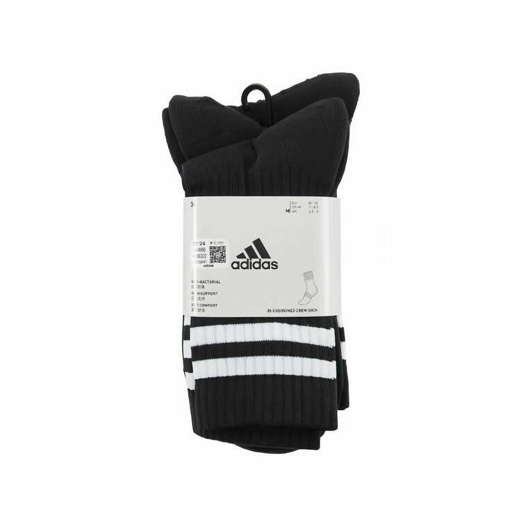 Adidas 三雙裝緩震中高筒襪，四季款，帶踝部支撐和足弓壓縮功能,【XS】建議鞋碼:34-36/21-22cm 【S】建議鞋碼:35-38/21-23.5cm 【M】建議鞋碼:39-42/24-26cm:85 - 黑色 - 查看 5
