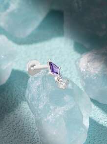 1PC 925 Sterling Silver Triangular Earrings With Ins Style All-Match Diamond-Encrusted Ball Ball Small Ear Bone Stud Ladies Jewelry Suitable For Girls Gifts