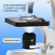 便携式显微镜，带黑色旋钮，包含观察工具包和指南 - 适用于家庭/实验室，教学显微镜 | 时尚设计 | 轻巧便携，男孩女孩生日礼物，圣诞礼物