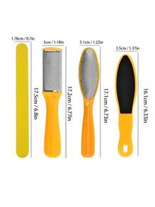 Raspador de pies 10 en 1 Eliminador de piel muerta y callosidades, Plancha de pies, Moledor de pies, Herramienta de pedicura, Juego de cuchillos exfoliantes amarillos para pedicura, Cuidado de los pies, Juego de herramientas de pedicura