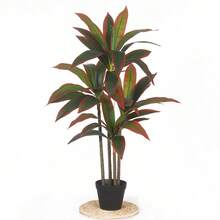 1pc Large Artificial Brazilian Pine Tree Green Plant Fake Potted, Green & Red Pine Tree Floor Standing Decor, Suitable For Indoor Decoration, Fresh And Comfortable Viewing - Multicolor - View 3