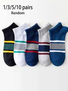 1/3/5/10 par męskich krótkich skarpetek, skarpetki bawełniane, skarpetki niewidoczne, szare skarpetki, skarpetki na jesień/zimę/wiosnę/jesień/lato, oddychające, odprowadzające wilgoć, sportowe, biznesowe, rekreacyjne i sezonowe - Wielokolorowe - Zobacz 7