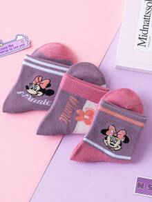 Disney 3/6 đôi tất họa tiết Minnie Mouse dễ thương chính hãng, tất dài đến bắp chân cho bé gái, tất kiểu hoạt hình Hàn Quốc cho bé trai, tất mùa thu/đông, tất cho bé sơ sinh, tất - Nhiều màu - Xem 10