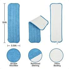 18Microfiber Replacement Mop Pads  Mop Heads Refills Fit For Most 1618inch Spray  Mop Machine Washable Absorbent Mop Pads 3Pack - 如圖 - 查看 2