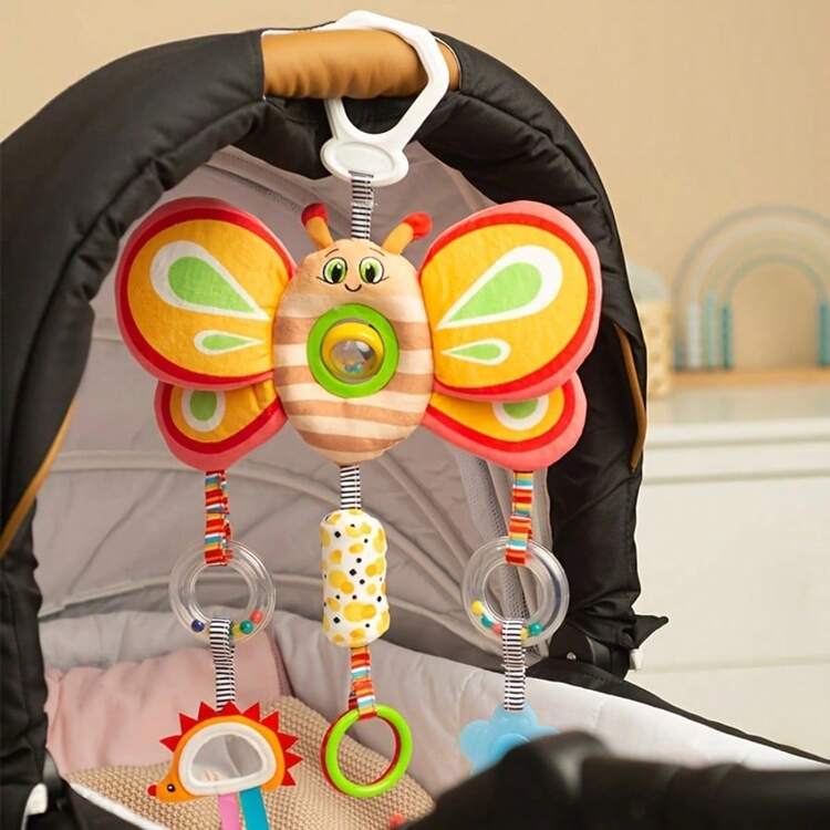 1 件婴儿推车挂饰，带海洋蟹、蝴蝶、风铃、BB 声音、彩色珠子、凸镜、毛绒娃娃，适合作为新生儿礼物 - 彩色 - 查看 4