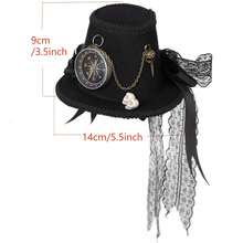 Steampunk Mini Top Hat, Mechanical Gear Punk Black Hair Clip Hat, Black Small Hat With Compass Decor, Best Gift For Halloween, Vintage Veil Fascinator Hat For Masquerade Ball, Costume Party, Photography Props