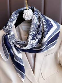 1pc Women's Scarf Imitated Mulberry Silk Square Scarf, Versatile 27.6" Silk-Like Scarf, Hangzhou Silk