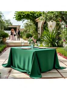 1 khăn trải bàn bằng vải satin, 145*180cm/145*260cm, màu xanh lá cây xô thơm/xanh lá cây đậm, hình chữ nhật, vải satin bóng, có thể giặt được, thích hợp cho tiệc cưới, tiệc tùng, sinh nhật, bàn ăn kỷ niệm - Nhiều màu - Xem 10
