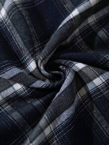 经典格子纽扣衬衫，休闲宽松男女通用长袖，适合春、夏、秋、冬 - 藍色 - 查看 10