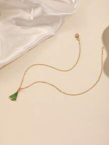 1 pieza Collar de mujer de moda con colgante de árbol de Navidad, calcetín, bastón de caramelo, collar gargantilla para uso diario