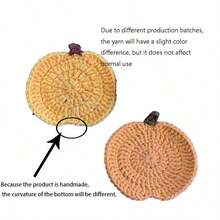 3/6pcs Crochet Pumpkin Coasters Set - Handcrafted, Perfect For Halloween & Autumn Home Decor, Versatile Table Accessories & Gifts Halloween Table Decor - Multicolor - View 8