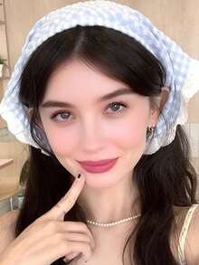 Ulubiona chusta koreańskich dziewcząt ~ Niebieska chusta na głowę na letnie wyjścia, wakacje na plaży, na wieś, trójkątne nakrycie głowy