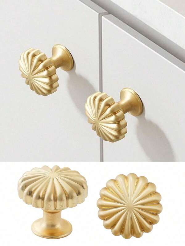 Gold Cabinet Handles, Brushed Brass Zinc Alloy Drawer Pulls, Kitchen Cabinet Hardware Accessories