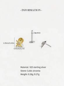 1 chiếc khuyên tai hình ngôi sao bát giác mạ vàng 18K nhẹ, khuyên tai hình ngôi sao bằng bạc sterling 925 không gây dị ứng, khuyên tai dạng phẳng, khuyên tai sụn, khuyên mũi, thích hợp cho nữ giới đeo hàng ngày (Bán lẻ từng chiếc) - Hoa tai hình ngôi sao tám cánh - Xem 4