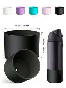 2pcs 7.5-9cm Silicone Water Bottle Sleeve, Fits 24oz 32oz 40oz, Non-Slip Protective Cover With Bottom Bumper, Suitable For Tumblers, Twist And Flip Stainless Steel Water Bottles - Multicolor - View 12