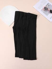 4 Pairs Girls Cute & Simple Cropped Leggings, Suitable For Everyday Wear - Black - View 6