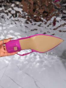 2025 Women's Fashion High-End Red Pointed Toe Hollow Back Stiletto High Heel Shoes, Women's High Heels - Pointed Toe, Smooth Ankle Strap, Suitable For Party, Holiday Gift - Hot Pink - View 7