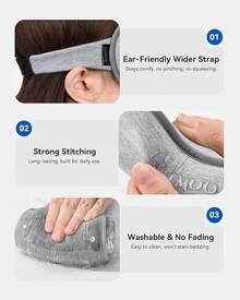 Weighted Eye Mask For Sleeping - Blackout Sleep Mask For Women Men, FACEMOON Lash Extension Eye Covers, Memory Foam, 3D Contoured, Airplane Travel Essentials, Blindfold For Meditation(Gray) - Xám - Xem 6