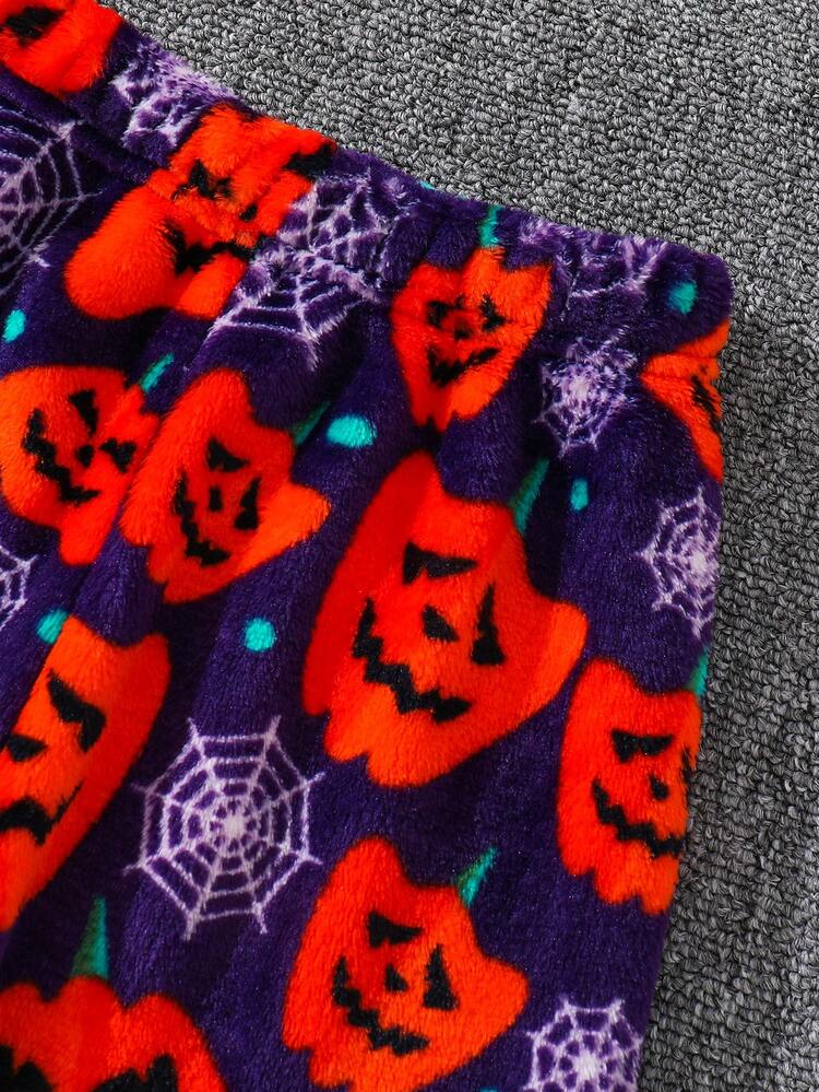 ハロウィンかぼちゃ柄 男の子パンツ、2点セット カジュアルズボン 秋冬