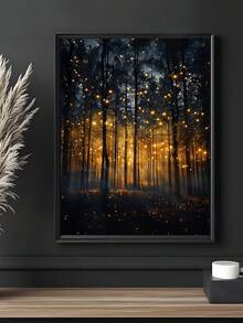 1幅魔法森林萤火虫艺术版画 - 植物墙画，风景帆布装饰画，艺术自然萤火虫装饰画，暗黑学院风版画，神秘夜空艺术作品和女巫主题房间装饰，复古艺术，自然帆布墙画和魔法家居装饰，秋季墙画，卧室装饰，客厅装饰，办公室装饰 - 彩色 - 查看 14