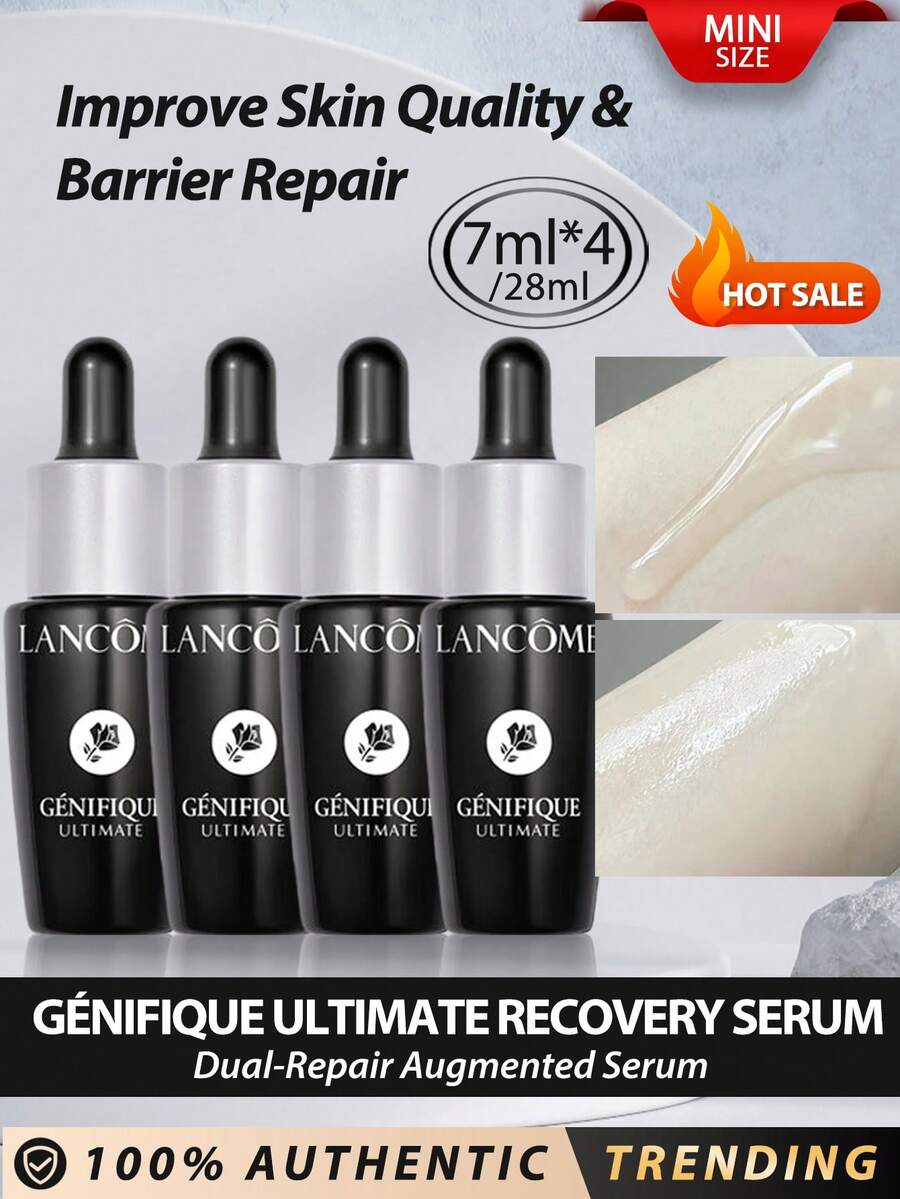 Lancôme 兰蔻 [迷你] Génifique Ultimate 双效修护增强精华液 7ml*4/28ml / 改善肤质，修复屏障。为了完善这款肌肤修复配方，实现极致功效，Génifique Ultimate 还添加了透明质酸，可抚平、滋润和丰盈肌肤，以及纯甘草提取物，可改善肤色，舒缓肌肤。 - 7ml*4/28ml - New - 查看 1