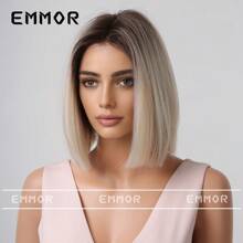 New Style Wig - Middle Part, Gray Short Straight Hair, Full Bob Wig