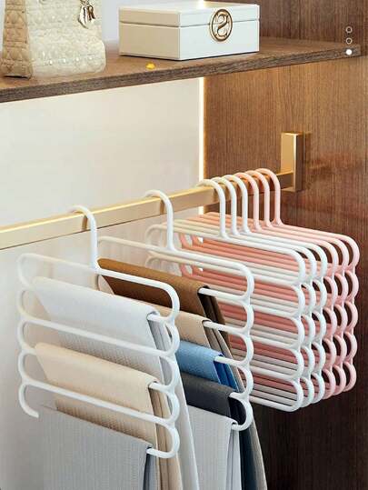 1pc/5pcs/10pcs Versatile Pants Hanger Clothes Rack, Multi-Layer Non-Slip Seamless Design, Ideal Multifunctional Storage Solution For Scarves And Accessories In Your Wardrobe, Perfect For Holiday Organization, Gift For Christmas, Thanksgiving, New Year, And Valentine's Day, Enhance Your Closet Space With Stylish And Practical Storage Options, Keep Your Fashion Essentials Neat And Accessible, Elevate Your Home Decor With This Essential Wardrobe Accessory