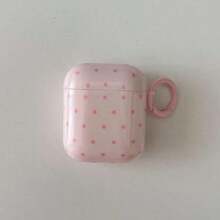 Pink Polka Dot Simple Design Earphone Case + Hanging Ring Set Compatible With Apple Pro3/ Pro2/ Pro/ 4/ 3/ 2 - Hồng - Xem 6