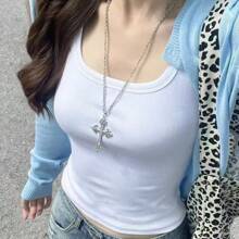 Collar con colgante de Jesús en cruz de estilo vintage para mujer, cadena retro punk gótica para la clavícula, joyería estética para fiestas y regalos