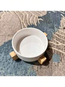 Ceramic Dog Bowl With Wooden Stand, Dog Water Bowl And Food Bowl, Heavy Duty Anti-Slip Pet Comfortable Feeding Bowl With Bamboo Wood Holder - Multicolor - View 5